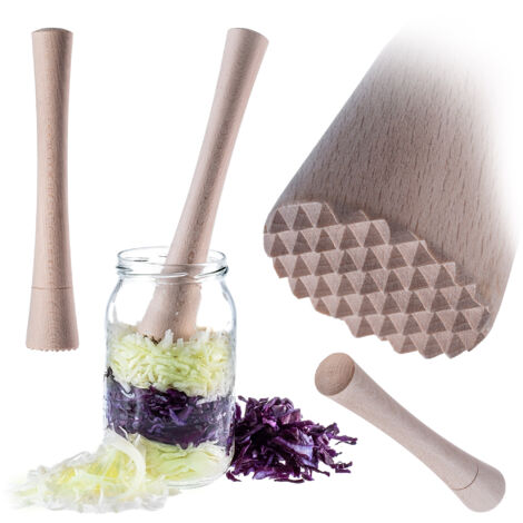 Mortero de madera para repollo, encurtido, fermentación y hortalizas.