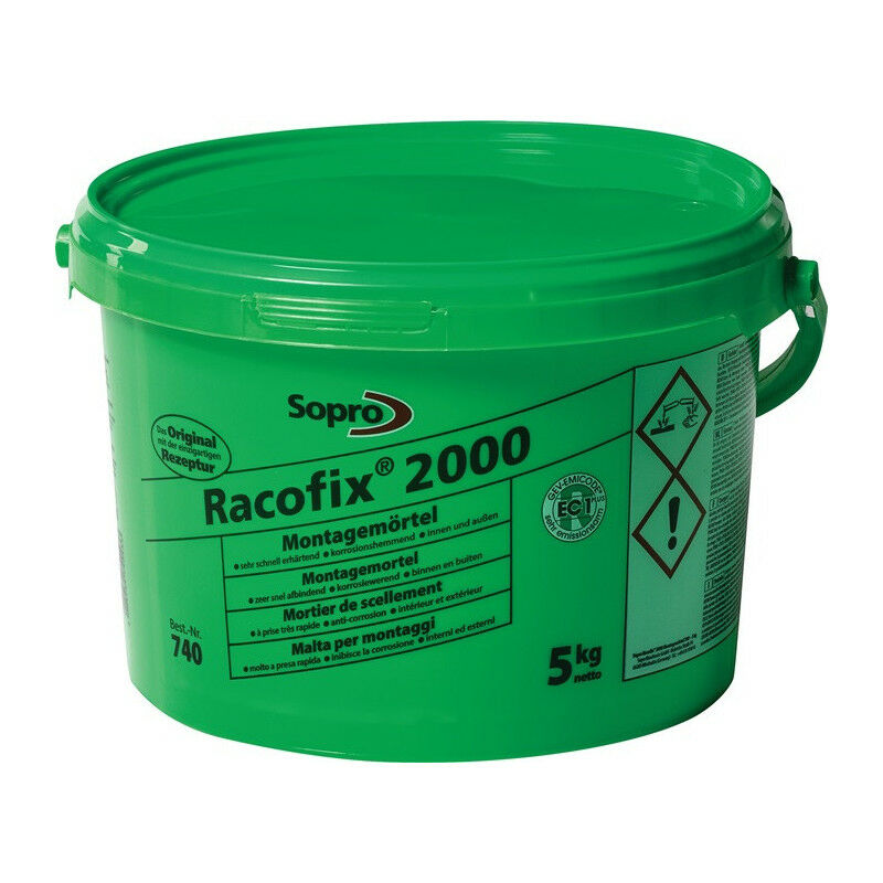 

Mortero de montaje Racofix® 2000 1: 3 (agua / mortero) Cubo de 5 kg - Sopro