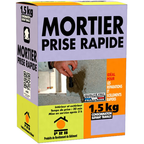 Mortier Ă Prise Rapide 1.5kg - SĂ©chage AccĂ©lĂ©rĂ©, Haute AdhĂ©rence - IdĂ©al pour RĂ©parations Urgentes, Fixations Rapides, Rebouchage et Travaux de Maçonnerie IntĂ©rieur/ExtĂ©rieur - PrĂȘt Ă GĂącher