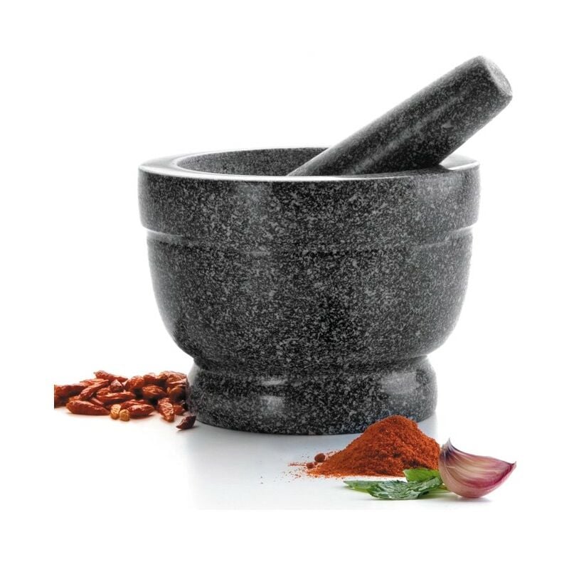 Lacor - Mortier avec pilon en granit résistant, Gris, 14 x 10 cm