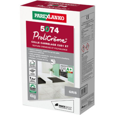 Mortier-colle amélioré déformable PAREXLANKO 5074 Prolicrème - Gris - 4 kg - L5074GRIS04