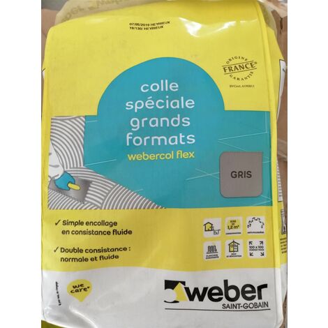 Mortier colle (C2S1 et EG) - WEBER COLLE FLEX - Sac 5 Kg - GRIS