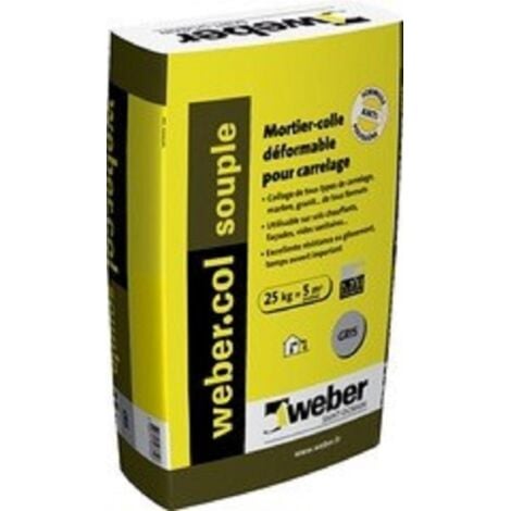 Mortier - colle déformable pour carrelage (C2 et S1) - WEBER COLLE SOUPLE - Sac de 25 Kg - Gris