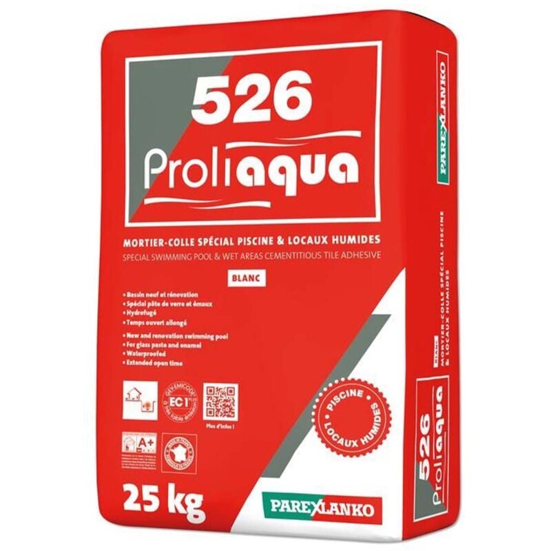 Mortier Colle hammam Piscine Proliaqua Blanc ParexLanko L526BL25 25 kg