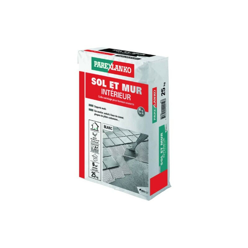 Colle carrelage normale Parexlanko Sol et mur intérieur - Blanc - 25 kg - 02931