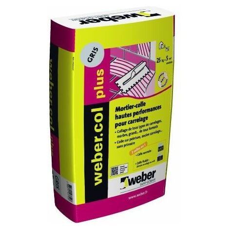 Mortier-colle pour carrelage (C2 ET EG) WEBER.COL PLUS - Sac de 25 Kg - BLANC