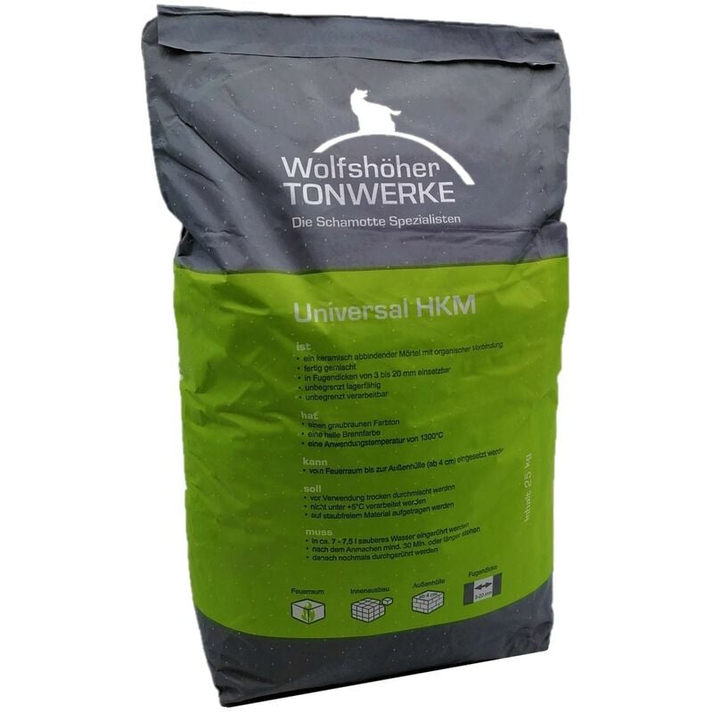 Mortier d'argile réfractaire 1300 °C - Universal HKM - Sac de 25 Kg