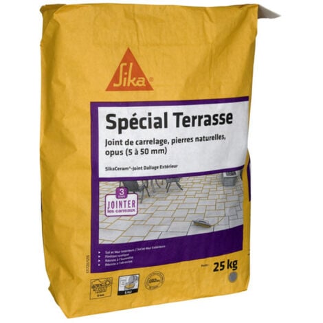 Mortier de jointoiement spécial terrasse - SIKA SikaCeram - Gris - 25kg - 504038