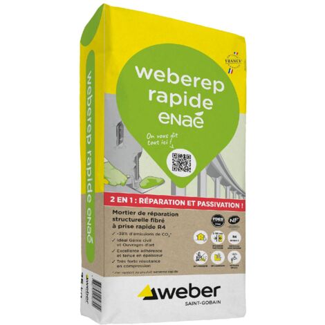 Mortier de réparation à  prise rapide 25kg, Weberep rapide