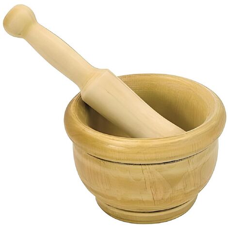 Mortier en bois avec pilon, broyeur à épices et herbes - Diamètre 14 cm