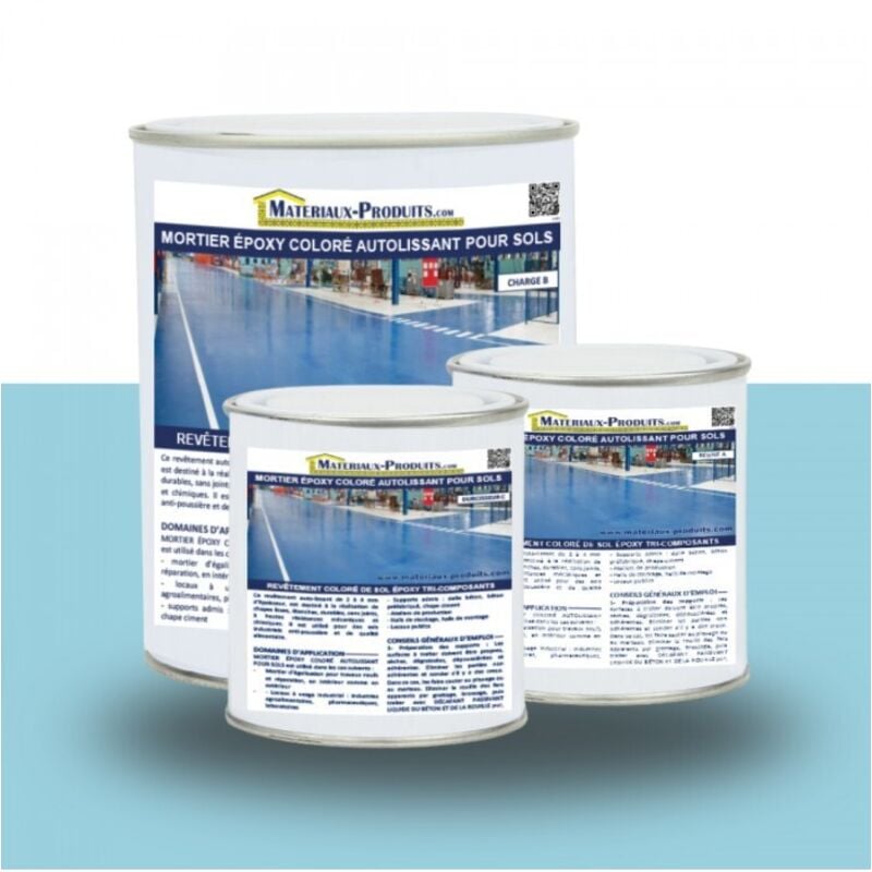 Mortier époxy coloré autolissant pour sols - 2.5 Kg Bleu Piscine - MATPRO