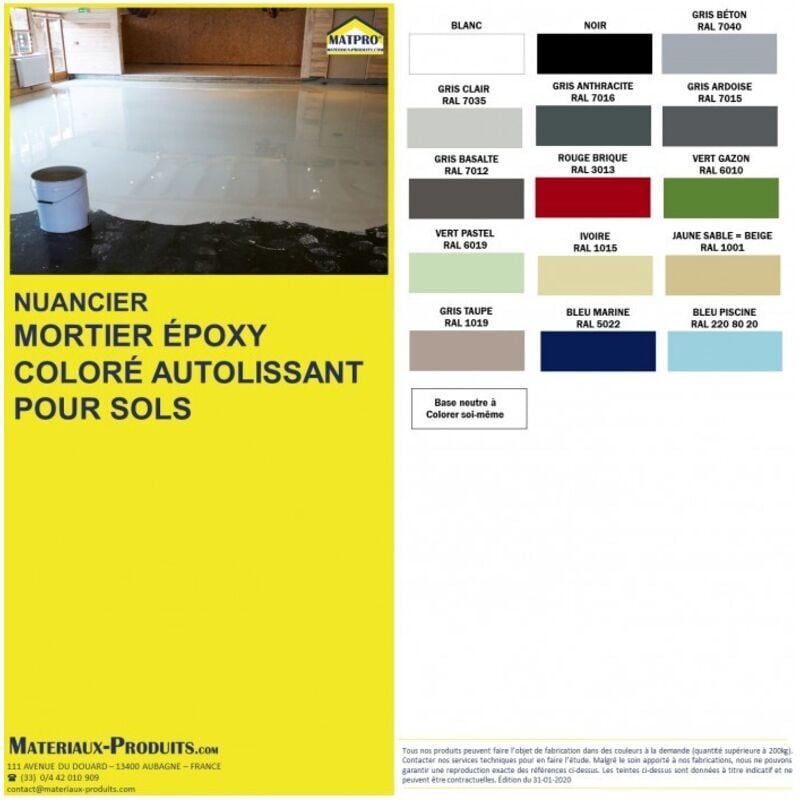 Matpro - Mortier époxy coloré autolissant pour sols - 5 Kg Gris clair