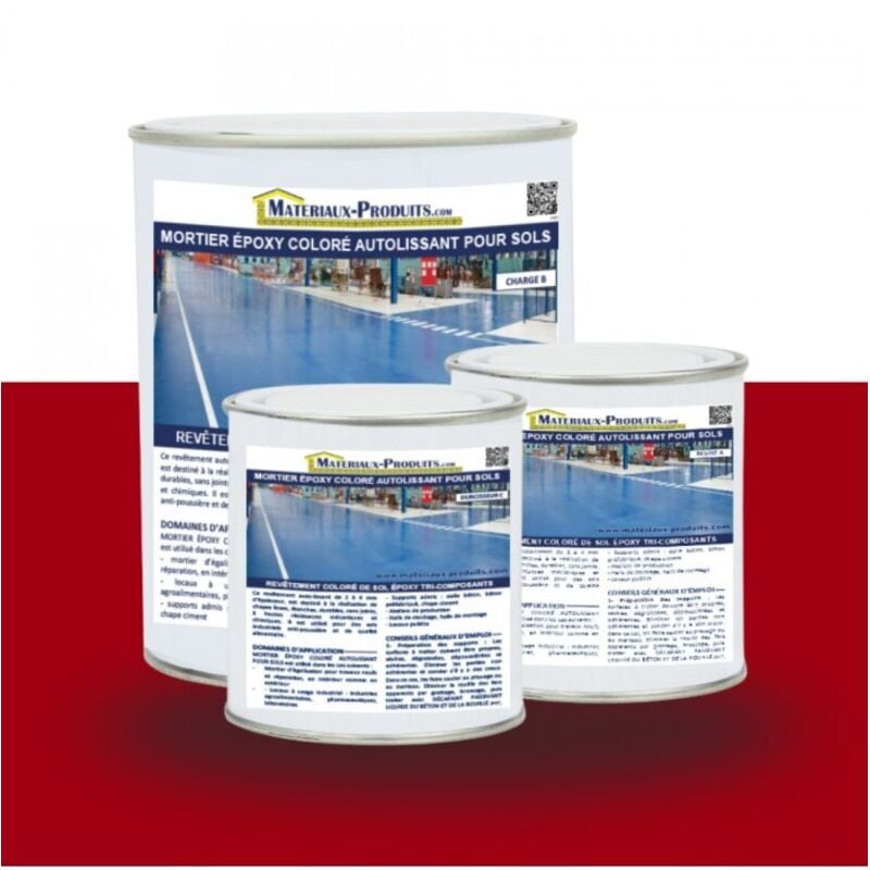 Matpro - Mortier époxy coloré autolissant pour sols - 10 Kg Rouge