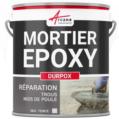 Mortier epoxy de ragreage Reparation beton Bouchage trous nid de poule Rattrapage de niveau DURPOX - couleur 5 kg - ARCANE INDUSTRIES
