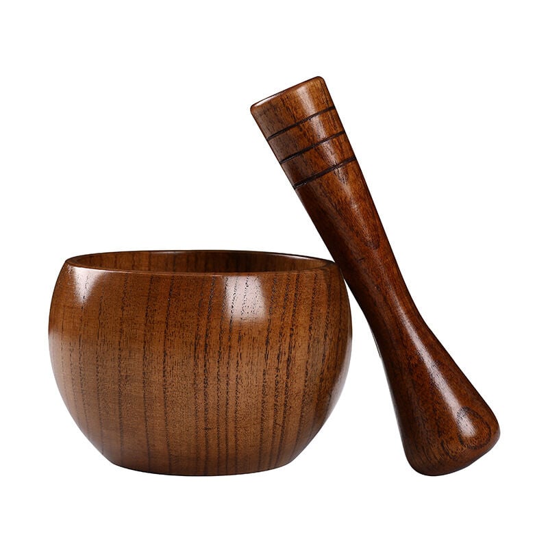Feiyue - Mortier et pilon en bois, idéal pour le gingembre manuel