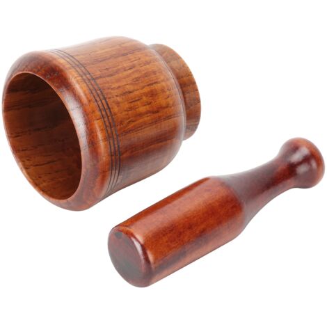 Mortier et Pilon en Bois pour Broyer Ail, Gingembre et Épices - Ustensile de Cuisine Traditionnel