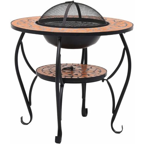 Mosaic Fire Pit Table Terracotta 68 cm Ceramic vidaXL
