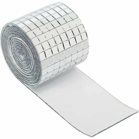 Mosaic Self-Adhesive Mirrors, Real Glass Mini Self-Adhesive Mirrors, Square Glass Tiles, Applicable to Crafts, Wall Decoration(Silver)