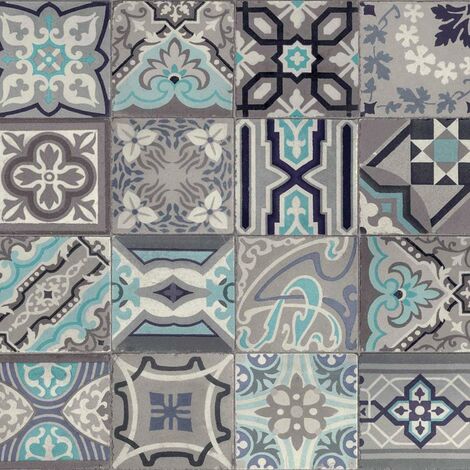 Mosaic Tile Effect Wallpaper D-C-Fix Bathroom Kitchen Vinyl Grey Blue White
