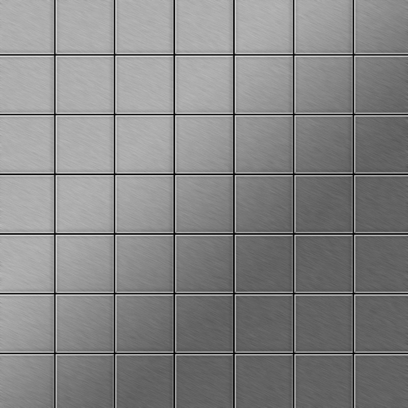Alloy - Mosaic tile massiv metal Stainless Steel brushed grey 1.6mm thick Attica-S-S-B