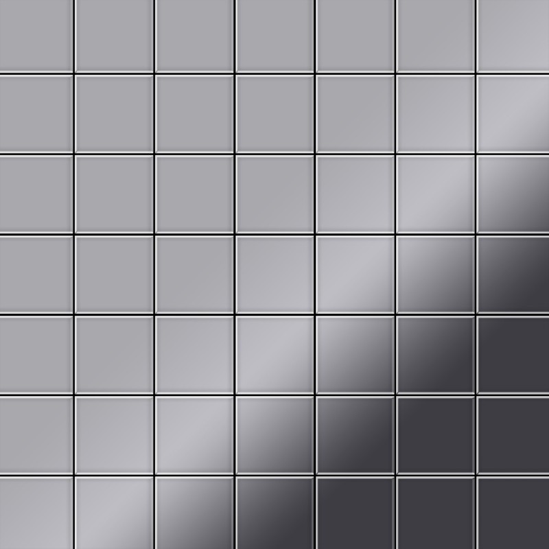 Alloy - Mosaic tile massiv metal Stainless Steel marine mirror grey 1.6mm thick Attica-S-S-MM