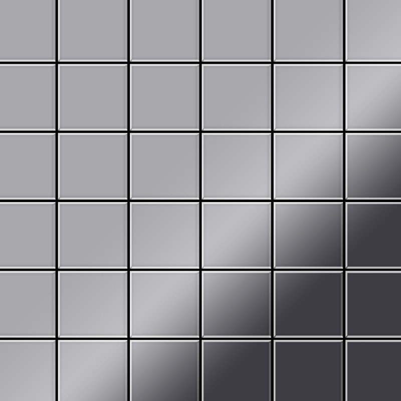 Alloy - Mosaic tile massiv metal Stainless Steel marine mirror grey 1.6mm thick Cinquanta-S-S-MM