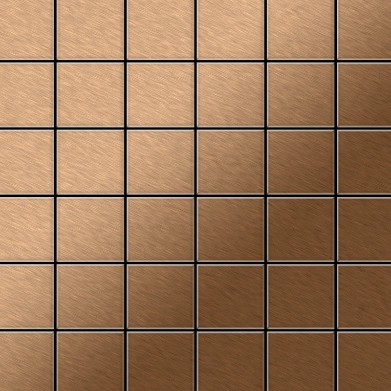 Alloy - Mosaic tile massiv metal Titanium Amber brushed copper 1.6mm thick Cinquanta-Ti-AB