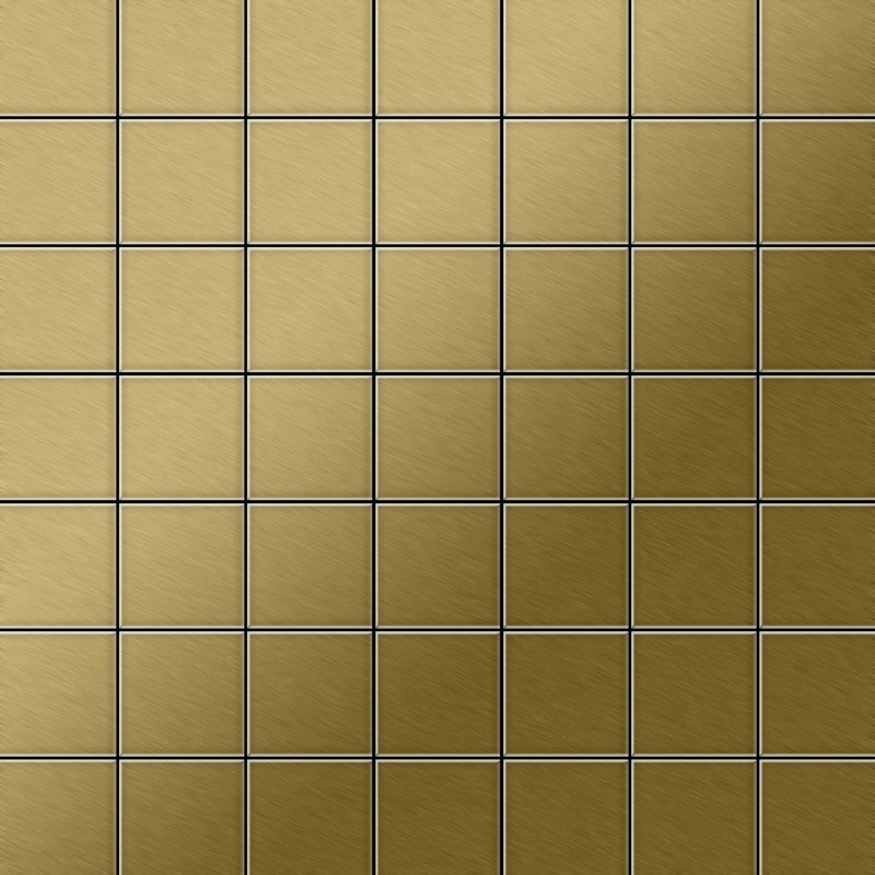 Alloy - Mosaic tile massiv metal Titanium Gold brushed gold 1.6mm thick Attica-Ti-GB