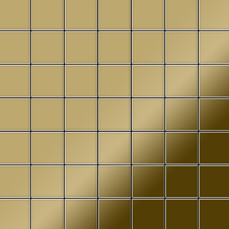 Alloy - Mosaic tile massiv metal Titanium Gold mirror gold 1.6mm thick Attica-Ti-GM