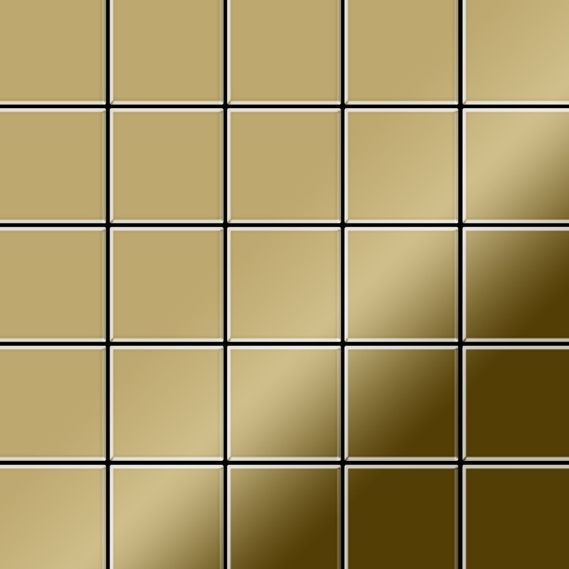 Alloy - Mosaic tile massiv metal Titanium Gold mirror gold 1.6mm thick Century-Ti-GM
