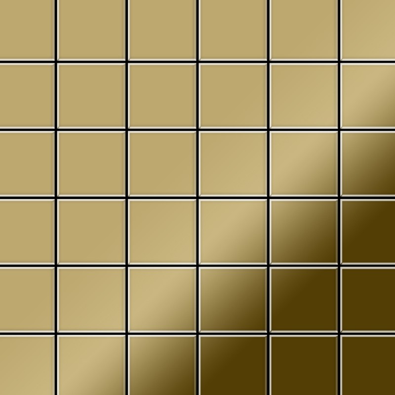 Alloy - Mosaic tile massiv metal Titanium Gold mirror gold 1.6mm thick Cinquanta-Ti-GM