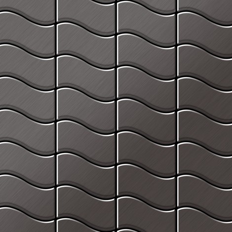 Mosaic tile massiv metal Titanium Smoke brushed dark grey 1.6mm thick ALLOY Flux-Ti-SB designed by Karim Rashid
