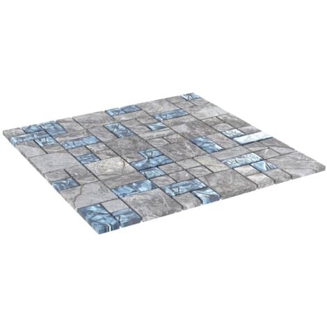 Mosaic Tiles 11 pcs Grey and Blue 30x30 cm Glass vidaXL