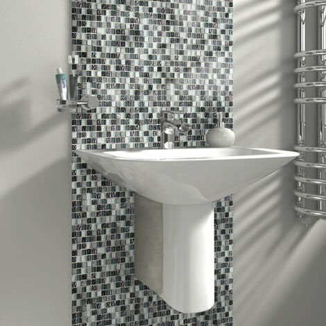 Mosaic Warehouse Petrol Marble Mix Self-Adhesive Mosaic Tile Sheet 300mm x 300mm - Black/Grey