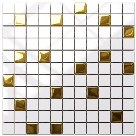 Mosaico ceramico su rete per bagno o cucina 30cm x 30cm - Metallic gold