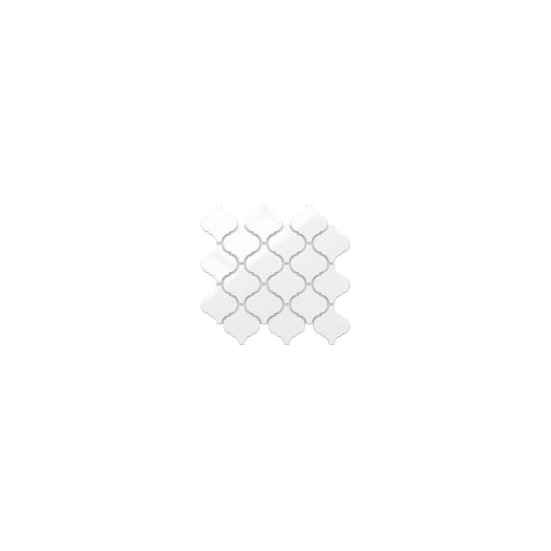 Image of Mosaico su rete per bagno e cucina in ceramica 27,5 x 25,2 cm - White Arabesque