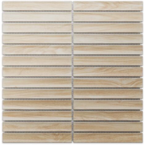 Mosaico in ceramica su rete per bagno o cucina 29.6cm x 30.0cm - Light wood piano