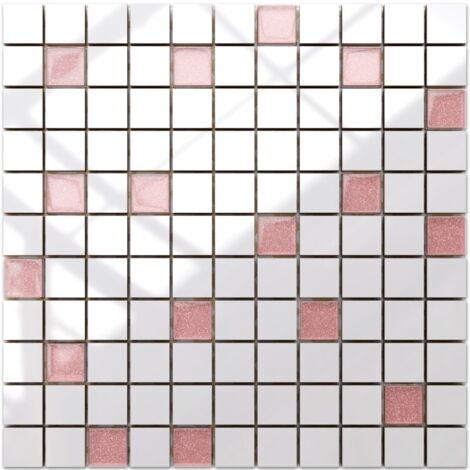 Mosaico in ceramica su rete per bagno o cucina 30cm x 30cm - Pink beads