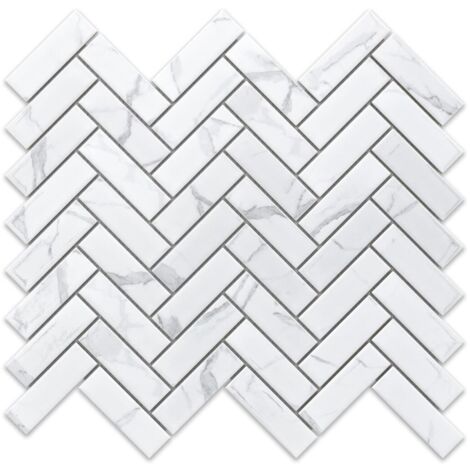 ILCOM Mosaico in ceramica su rete per bagno o cucina 31.5cm x 27.7cm - Marble Forest