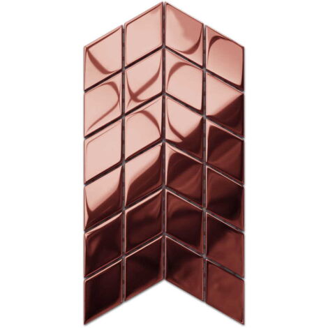 Mosaico in vetro su rete per bagno e cucina 17.2cm x 29.8cm - Mini Copper Chevron