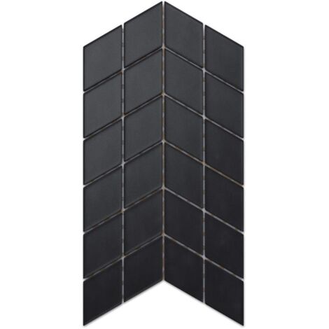 Mosaico in vetro su rete per bagno e cucina 17.2cm x 29.8cm - Mini Soft Black Chevron