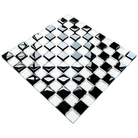 Mosaico in vetro su rete per bagno e cucina 27.2cm x 27cm - Check Mate