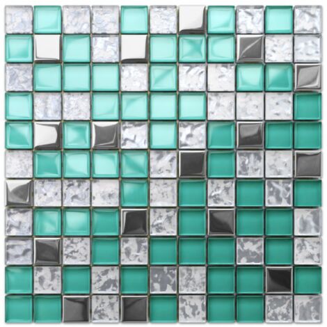 ILCOM Mosaico in vetro su rete per bagno e cucina 30cm x 30cm - Allende