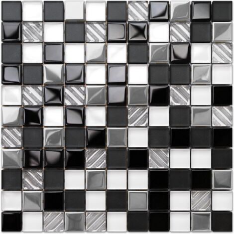Mosaico in vetro su rete per bagno e cucina 30cm x 30cm  - Chaos