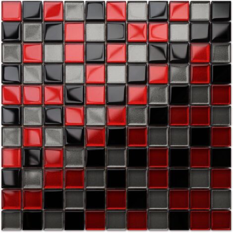 Mosaico in vetro su rete per bagno e cucina 30cm x 30cm  - Crimson Grey