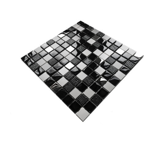 Mosaico in vetro su rete  per bagno e cucina 30cm x 30cm  - Dark sky