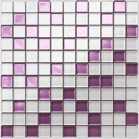 Mosaico in vetro su rete per bagno e cucina 30cm x 30cm  - Lilac orchid