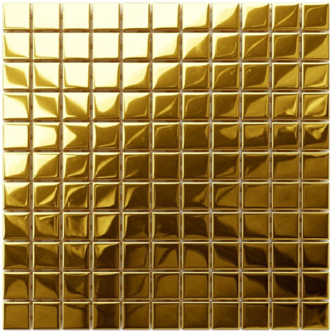 ILCOM Mosaico in vetro su rete per bagno e cucina 30cm x 30cm - Pure Gold