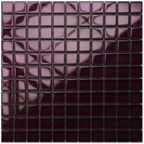 Mosaico in vetro su rete per bagno e cucina 30cm x 30cm  - Purple eggplant