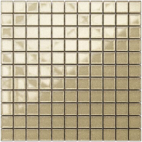 Mosaico in vetro su rete per bagno e cucina 30cm x 30cm  - The gold rush